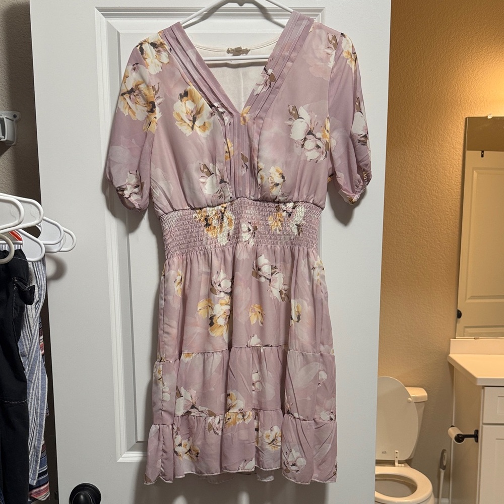 Chic Floral Mini Dress in Lavender by [King Road]